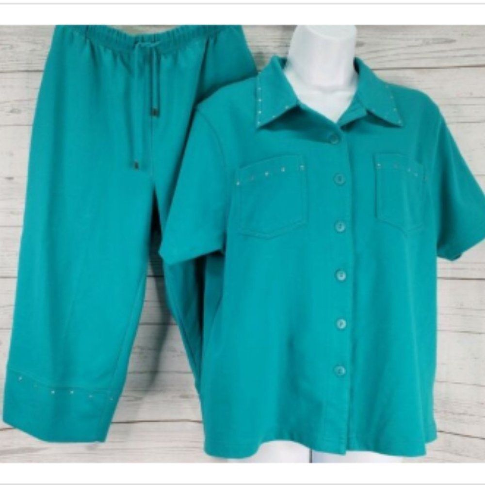 Blast Studio 2 Pc Outfit Sz Small Petite Turquoise